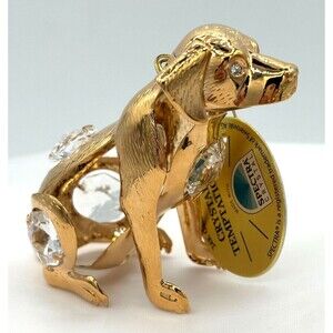 Swarovski Crystal Temptations 24K Plated Gold Dog Crystal‎ Figurine Ornament NWT